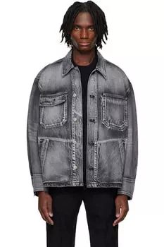 Серая рабочая джинсовая куртка Solid Homme