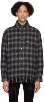 Серая рубашка c бахромой AMIRI