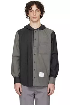 Серая рубашка Fresco Funmix с капюшоном Thom Browne