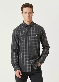 Серая рубашка комфортного кроя в широкую клетку с узором Beymen