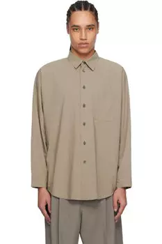 Серая рубашка обтекаемого кроя HOMME PLISS ISSEY MIYAKE