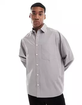 Серая рубашка оверсайз ASOS DESIGN