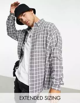 Серая рубашка оверсайз в винтажную клетку ASOS DESIGN