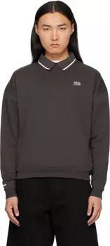 Серая рубашка-поло с воротником 'Phuk Luzin' Metalwood Studio