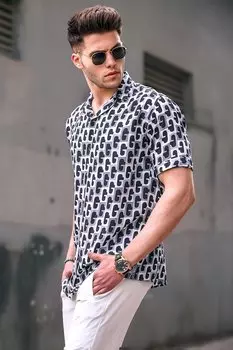 Серая рубашка с рисунком 5535 MADMEXT