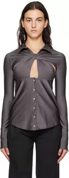 Серая рубашка с вырезом Coperni