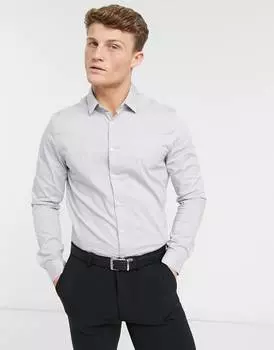 Серая рубашка узкого кроя стрейч ASOS DESIGN
