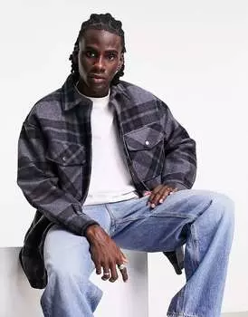 Серая рубашка в клетку Bershka