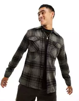 Серая рубашка в клетку с начесом Jack & Jones Essentials