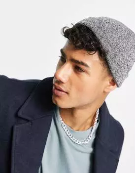 Серая шапка мини в рубчик ASOS DESIGN в рыбацком стиле