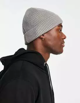 Серая шапка в рубчик в рубчик ASOS DESIGN