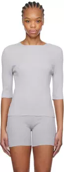 Серая шелковая футболка с короткими рукавами Rier