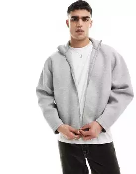 Серая спортивная куртка оверсайз из неопрена ASOS