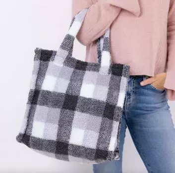 Серая сумка-тоут в клетку Teddy Hat Attack, серый