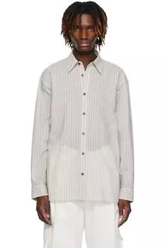 Серая свободная хлопковая рубашка Dries Van Noten