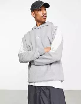 Серая толстовка на молнии с 3 полосками adidas Sportswear Future Icons