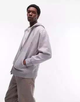 Серая толстовка на молнии Topman