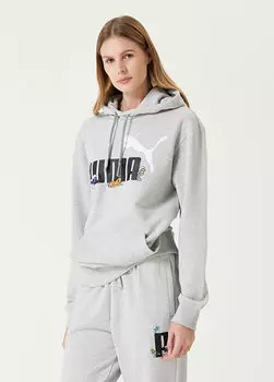 Серая толстовка с капюшоном из коллаборации с smurfs Puma