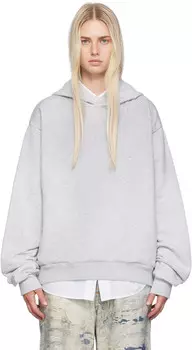 Серая толстовка с капюшоном с принтом Acne Studios, Pale gray melange
