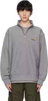 Серая толстовка с надписью American Script и застежкой-молнией на половину длины Carhartt Work In Progress