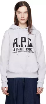 Серая толстовка с принтом и этикеткой A.P.C., Heather grey