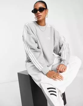 Серая толстовка с тремя полосками adidas Originals adicolor