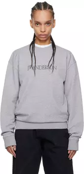 Серая толстовка с вышитым логотипом JW Anderson, Grey melange