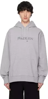 Серая толстовка с вышитым логотипом JW Anderson, Grey melange
