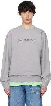 Серая толстовка с вышитым логотипом JW Anderson, Grey melange