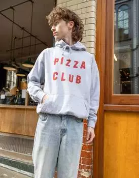 Серая толстовка унисекс с надписью Pizza Club Batch1