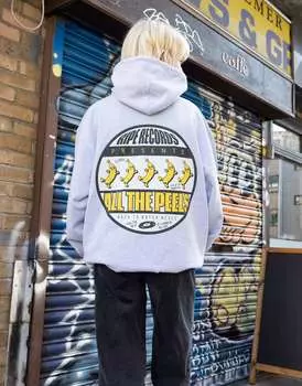 Серая толстовка унисекс в стиле ретро с графическим принтом Batch1