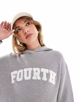 Серая толстовка в рубчик с логотипом 4th & Reckless