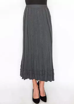 Серая трикотажная юбка с оборкой по низу Yal New York, серый