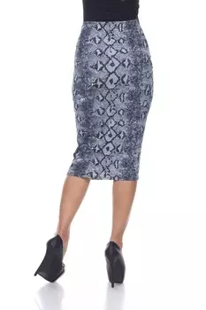 Серая юбка-карандаш со змеиным принтом Cynthia White Mark, серый