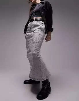 Серая юбка миди с глубокими разрывами Topshop