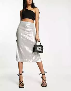 Серая юбка миди с пайетками & Other Stories