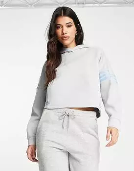 Серая укороченная худи adidas Originals adicolor