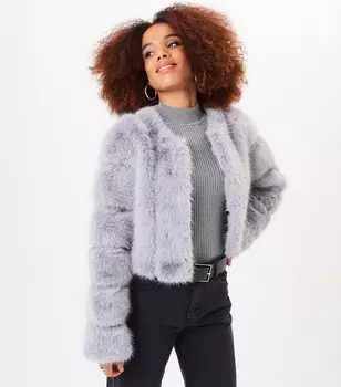 Серая укороченная куртка из искусственного меха Gini London Gini London, серебряный