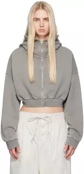 Серая укороченная толстовка с капюшоном на молнии Entire Studios, Rhino