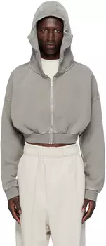 Серая укороченная толстовка с капюшоном на молнии Entire Studios, Rhino