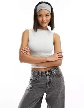 Серая вересковая майка без рукавов с разрезным вырезом Miss Selfridge