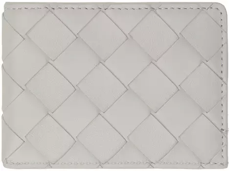 Серая визитница с узором интреччато Bottega Veneta
