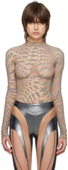 Серая водолазка с флокированием Mugler