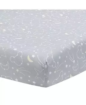 Серая/желтая простыня для кроватки Disney Baby Mickey Mouse Celestial от Lambs & Ivy, серый