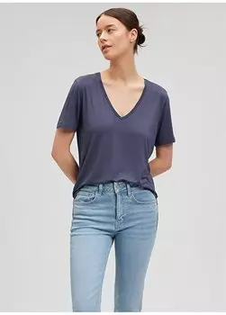 Серая женская футболка с V-образным вырезом M1612381-87111-V NECK BASIC Mavi, серый