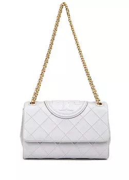 Серая женская кожаная сумка через плечо fleming Tory Burch