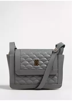 Серая женская кожаная сумка на плечо Pierre Cardin