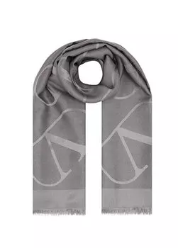 Серая женская шелковая шаль с жаккардовым логотипом Valentino Garavani