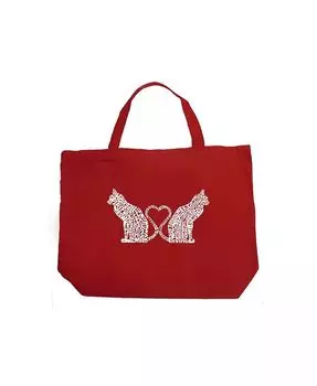 Сердечки из кошачьего хвоста — большая большая сумка Word Art La Pop Art, черный