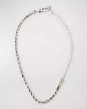 Серебристая цепочка и колье из перламутровых бусин Versace, цвет Palladium-White